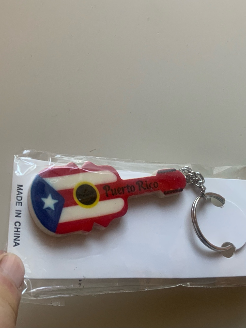 Puerto Rico Flag Guitar Keychain Souvenir - New in Package